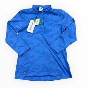 Daily Sports Shirt Women's XS Pacific Blue Golf Polo 3/4‎ Sleeve Activewear